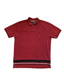 Pierre Cardin Stripe Burgundy Mens Polo Shirt