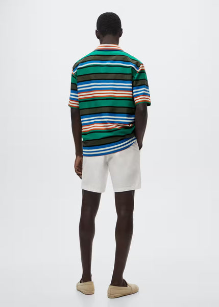 Mango Green Striped Flowy Mens Shirt