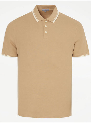 George Beige Waffle Texture Mens Polo Top