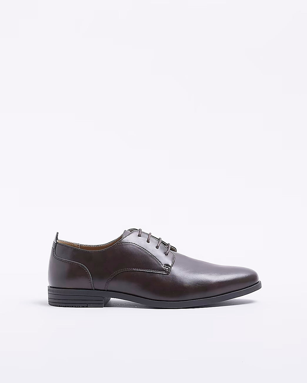 River Island Dark Brown Wide Fit Derby Mens Shoes – Stockpoint