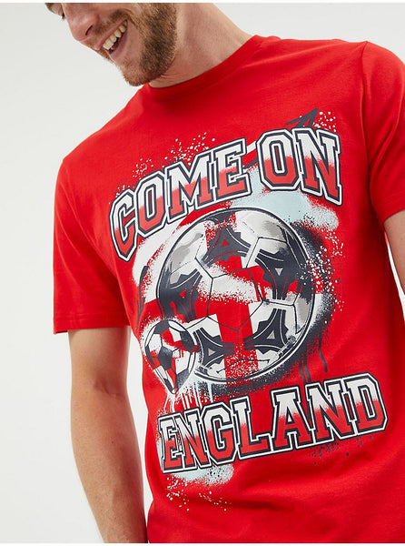 George Mens Red England Football Graphic T-Shirt