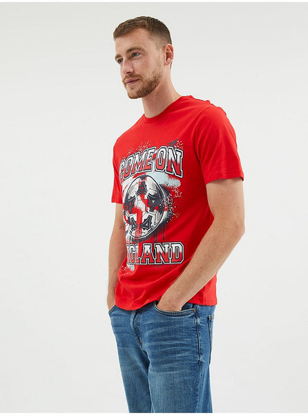 George Mens Red England Football Graphic T-Shirt