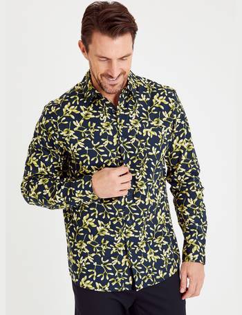 Tu Navy Yellow Floral Printed Mens Shirt