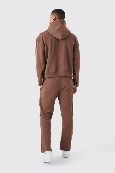 Boohoo Brown Worldwide Gusset Applique Zip Mens Jogger