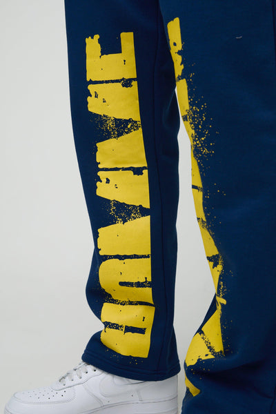 Boohoo Blue Relaxed Fit Homme Paint Splatter Gusset Mens Joggers