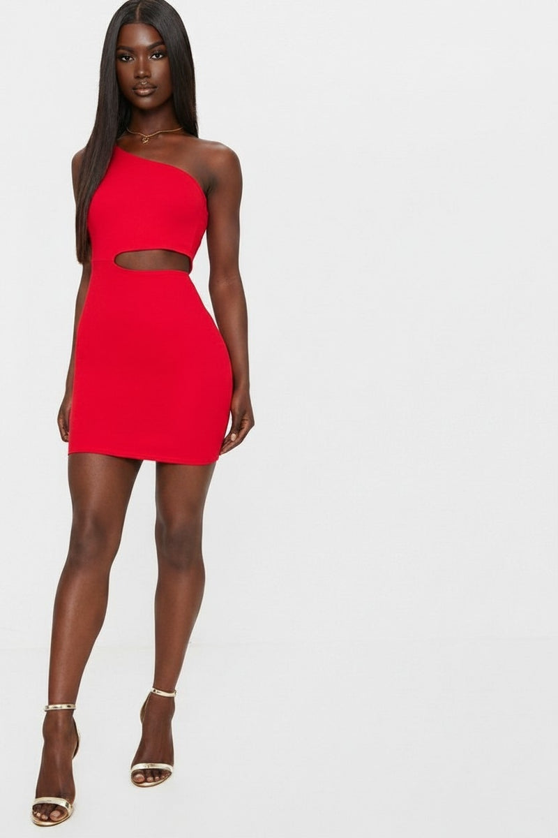 Pretty Little Thing Womens Red One Shoulder Cut Out Bodycon Red Dress – Stockpoint Apparel Outlet