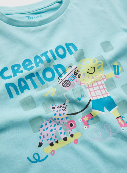 Creation Nation Blue Younger Girls T-Shirt