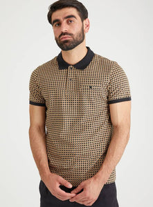 Tu Brown Geometric Printed Mens Polo Shirt