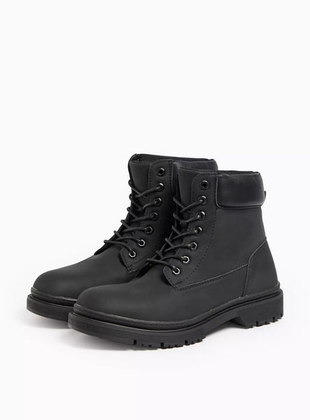 Tu Black Lace-Up Worker Mens Boots