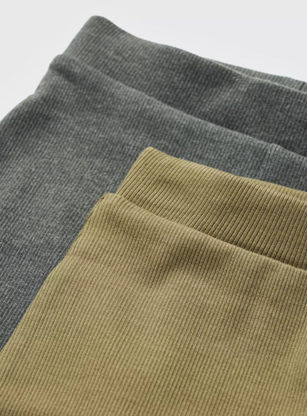 Tu Khaki &Charcoal 2 Pack Ribbed Younger Boys Leggings