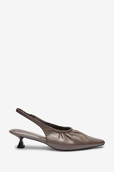 Next Forever Taupe Chisel Ruched Slingbacks Womens Shoes - Stockpoint Apparel Outlet