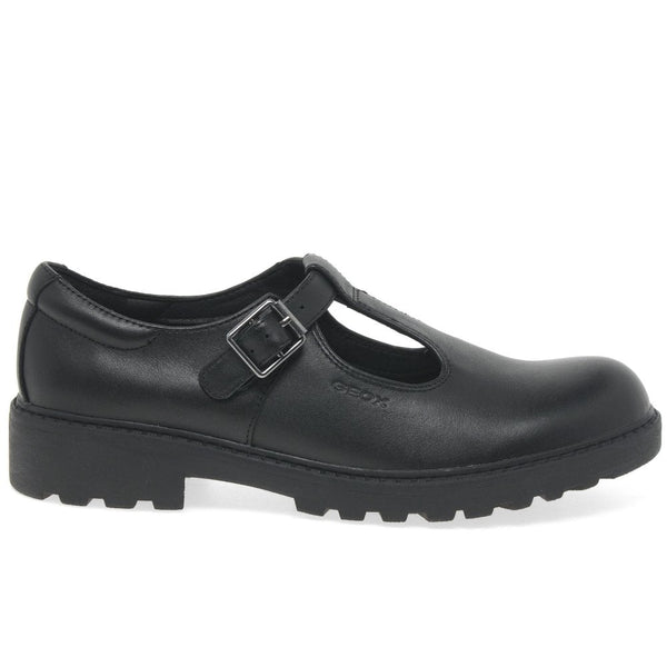 Geox J Casey Leather T-Bar Girls School Shoes - Stockpoint Apparel Outlet