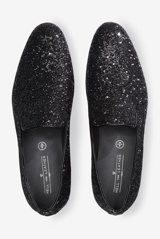 Next Black Glitter Party Mens Loafers - Stockpoint Apparel Outlet