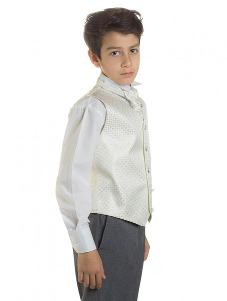 Paisley of London Ivory & Grey Waistcoat Suit 4 Piece Set - Stockpoint Apparel Outlet