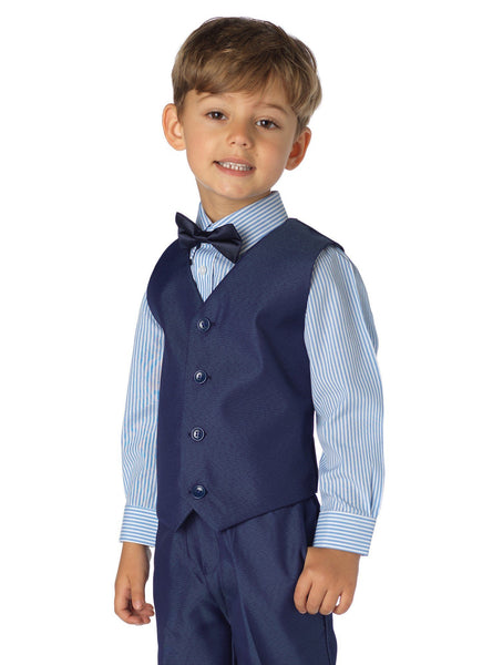 Shinny Penny Boys Blue Page Boy Outfit with Stripe Shirt - 4 Piece - Stockpoint Apparel Outlet
