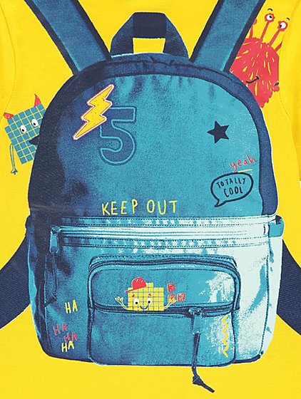 George Baby Boys Yellow Rucksack Print T-Shirt - Stockpoint Apparel Outlet