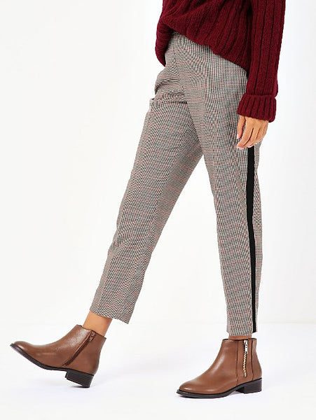 George Womens Grey Glen Check Side Stripe Ankle Grazer Trousers