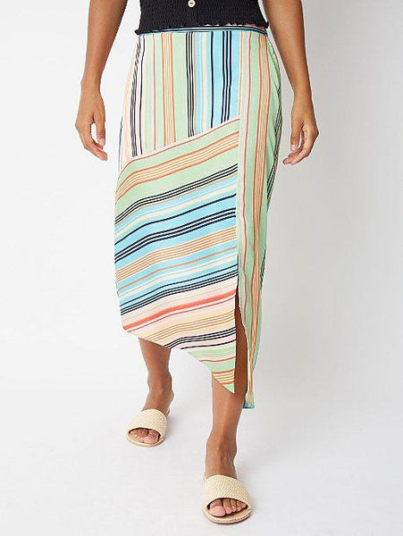 George Womens Contrast Stripe Asymmetrical Midi Skirt - Stockpoint Apparel Outlet