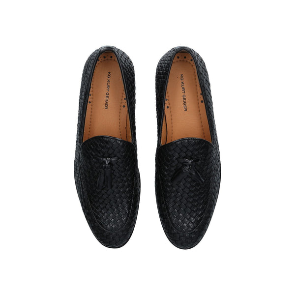 Kurt Geiger KG Haxsby Tassel Black Leather Mens Loafers - Stockpoint Apparel Outlet