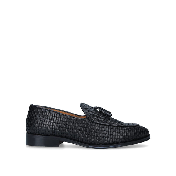 Kurt Geiger KG Haxsby Tassel Black Leather Mens Loafers - Stockpoint Apparel Outlet