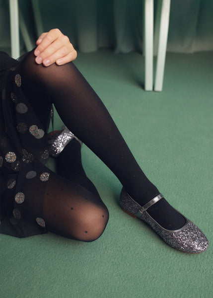 Mango Zapato Glitter Lace-up Older Girls Ballerinas - Stockpoint Apparel Outlet