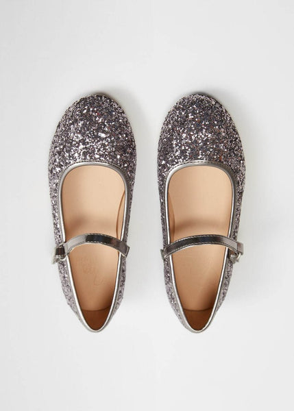 Mango Zapato Glitter Lace-up Older Girls Ballerinas - Stockpoint Apparel Outlet