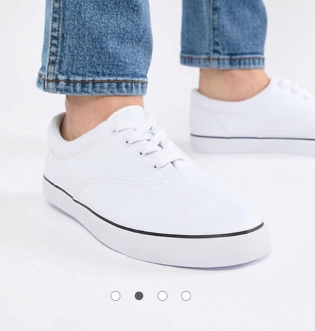 Unisex ASOS Lace Up Plimsolls in White - Stockpoint Apparel Outlet