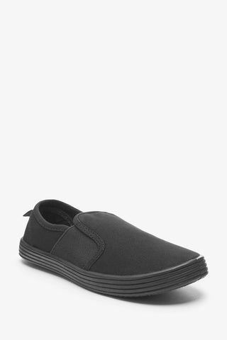 Next Black Younger Boys Slip-On Plimsolls - Stockpoint Apparel Outlet