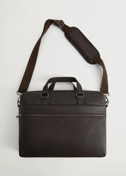 Mango External Pocket Brown Tote Mens Briefcase - Stockpoint Apparel Outlet