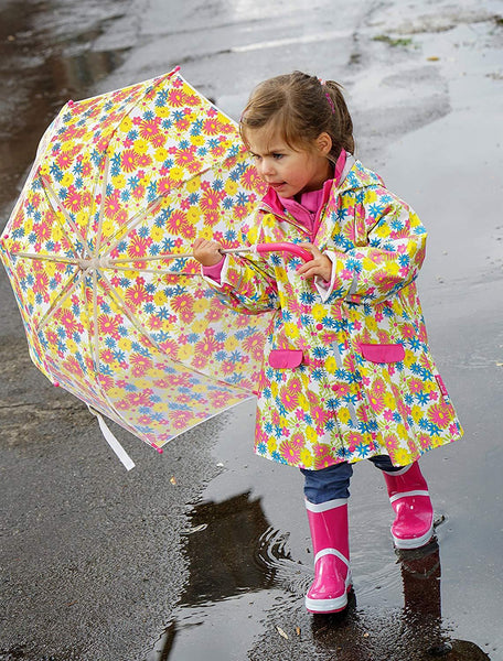 Playshoes Girl's Rain Jacket Floral Print Raincoat - Stockpoint Apparel Outlet