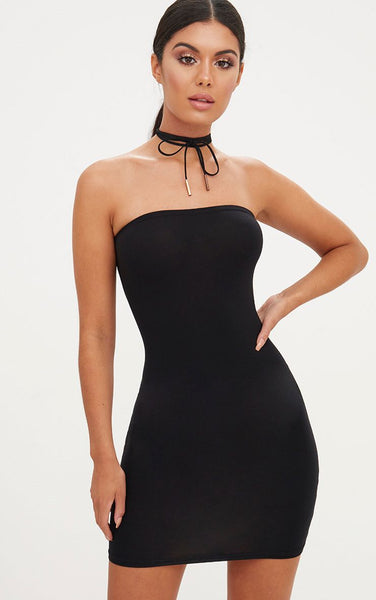 PrettyLittleThing Womens Black Jersey Bandeau Bodycon Dress