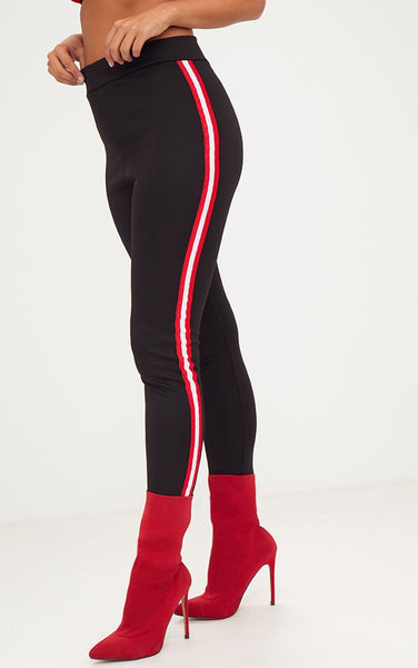 Pretty Little Thing Womens Black Sporty Stripe Leggings