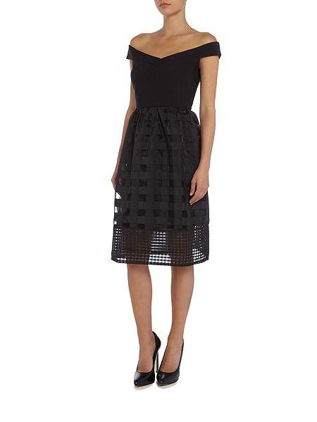 Elise Ryan Bardot Fit and Flare Dress in Black – Stockpoint Apparel Outlet