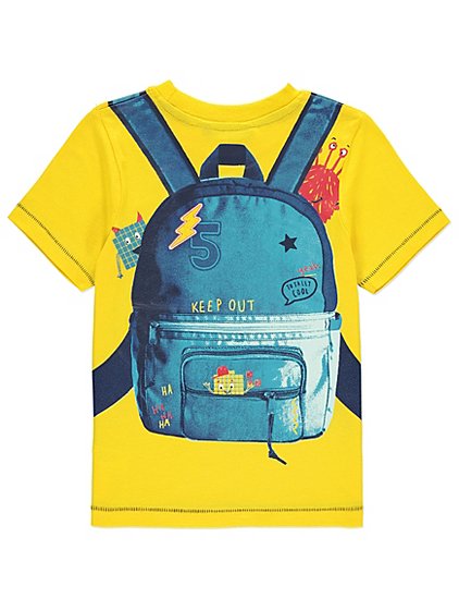 George Baby Boys Yellow Rucksack Print T-Shirt - Stockpoint Apparel Outlet