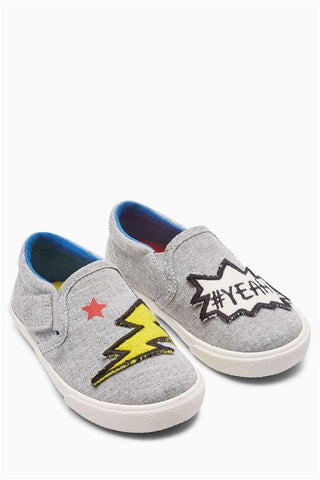 Next Grey Badge Slip-On Boys Shoes - Stockpoint Apparel Outlet