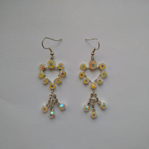 Silver Heart Shaped Earrings with Crystals & Beads - Stockpoint Apparel Outlet