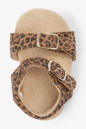 Next Tan Brown Animal Print Adjustable Baby Sandals - Stockpoint Apparel Outlet