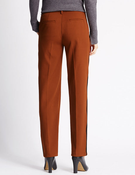 M&S Womens Brown Side Stripe Trousers - Stockpoint Apparel Outlet