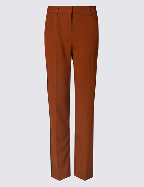 M&S Womens Brown Side Stripe Trousers - Stockpoint Apparel Outlet