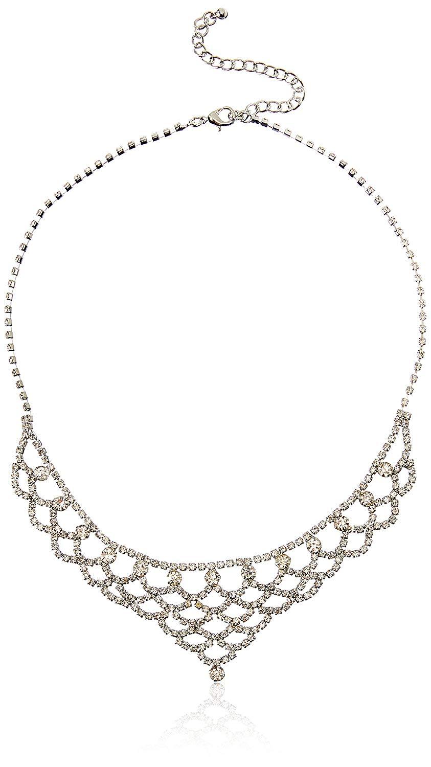 New Look Womens Premium Silver Sparkle Bib Necklace Stockpoint Apparel Outlet
