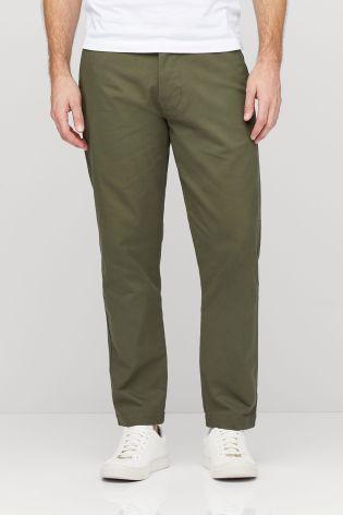 Next Mens Smart Khaki Utility Tapered Fit Green Chinos 