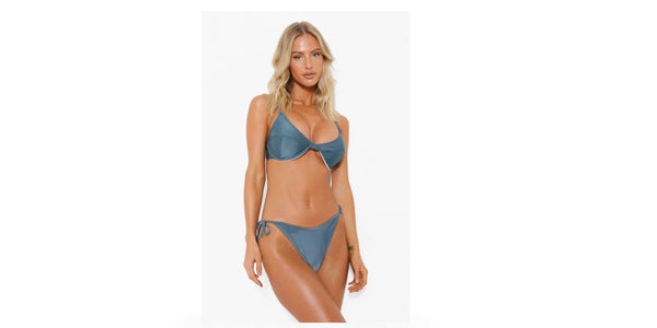 Boohoo Essentials Fuller Bust Petrol Womens Bikini Top - Stockpoint Apparel Outlet