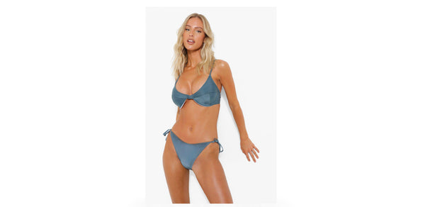 Boohoo Essentials Fuller Bust Petrol Womens Bikini Top - Stockpoint Apparel Outlet
