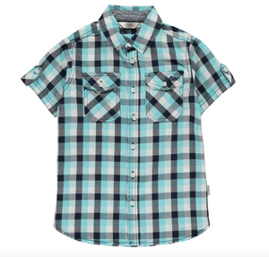 Lee Cooper Turquoise Check Boys Shirt - Stockpoint Apparel Outlet