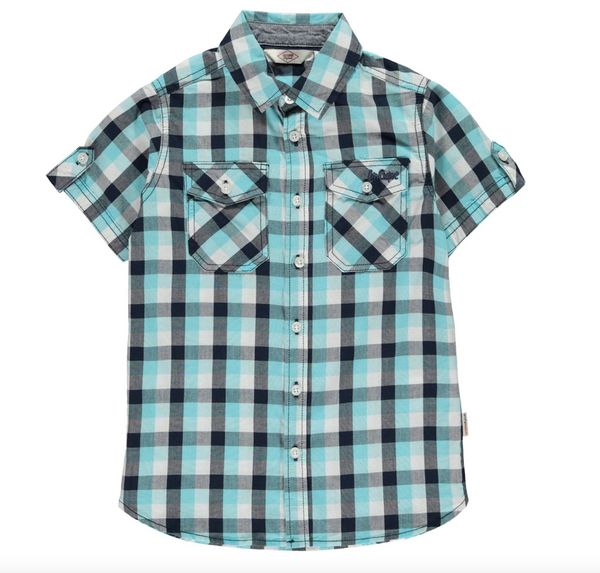 Lee Cooper Turquoise Check Boys Shirt - Stockpoint Apparel Outlet