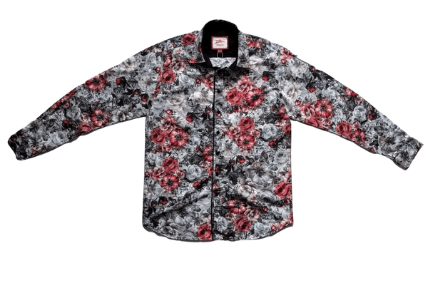 Joe Browns Mens Red Rose Grey Floral Shirt - Stockpoint Apparel Outlet