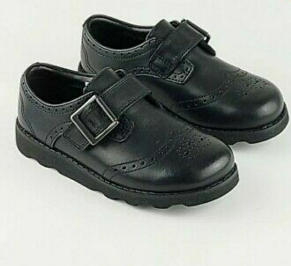 Clarks Girls Crown Pride Black Leather Shoes - Stockpoint Apparel Outlet