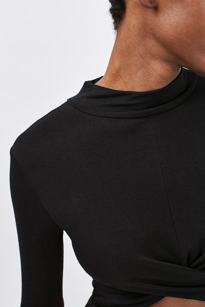 Topshop Womens Long Sleeve Twist Front Crop Top