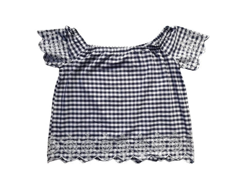 Dorothy Perkins Gingham Floral Detail Bardot Womens Top - Stockpoint Apparel Outlet