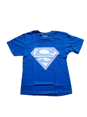 DC Comics Superman Blue Colour Logo Older Girls T-Shirt - Stockpoint Apparel Outlet